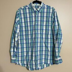 Southern Tide Button Down Shirt Casual Men's‎ plaid blue green size medium